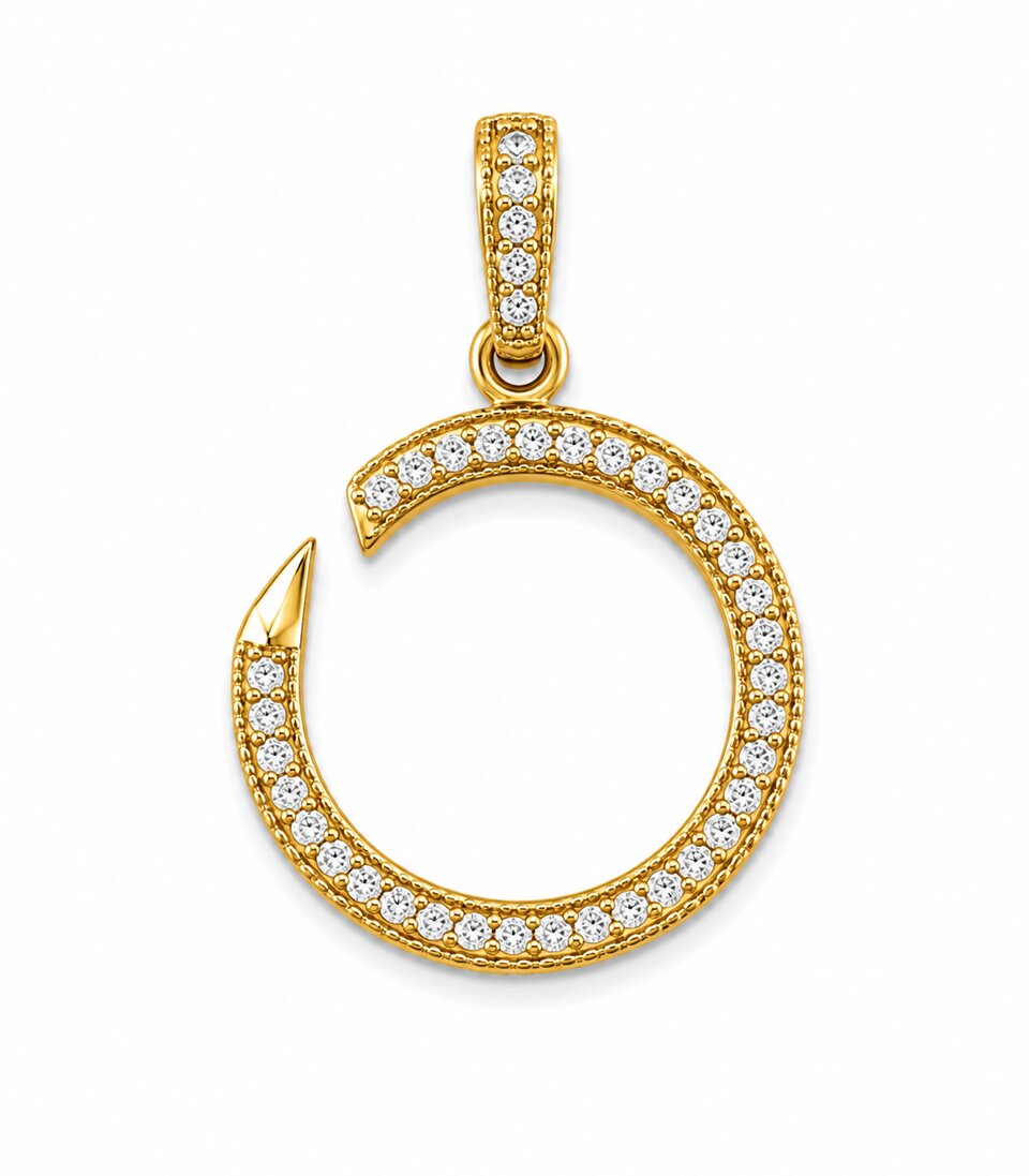 Diamond Open Circle Gold Pendant