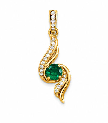 Emerald Curved Wave Gold Pendant
