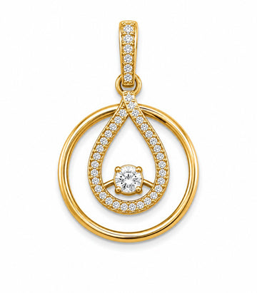 Diamond Teardrop Halo Gold Pendant
