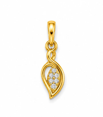 Diamond Leaf Drop Gold Pendant