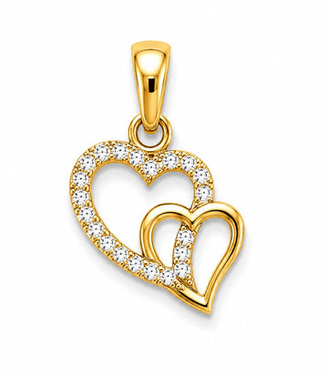 Diamond Double Heart Gold Pendant