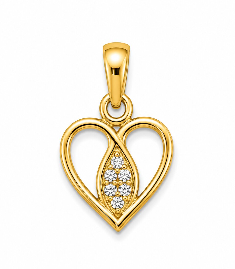 Diamond Twin Heart Gold Pendant