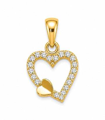 Diamond Heart with Gold Heart Accent Pendant