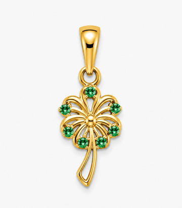Emerald Four Leaf Clover Gold Pendant