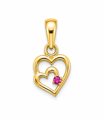 Ruby Open Heart Gold Pendant