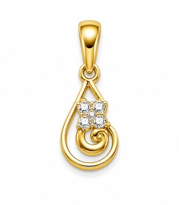 Diamond Teardrop Swirl Gold Pendant