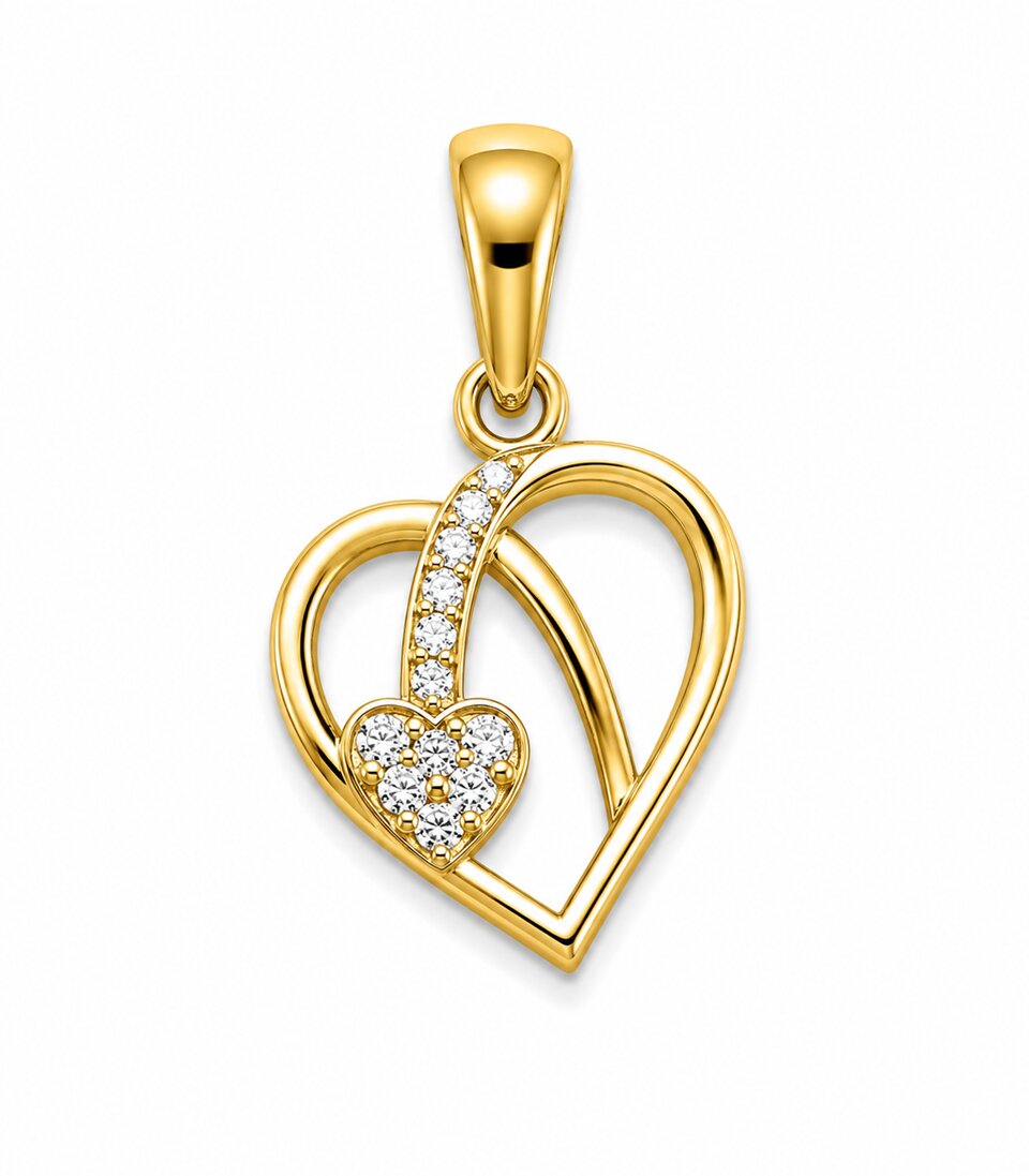 Interlocking Heart Gold Pendant