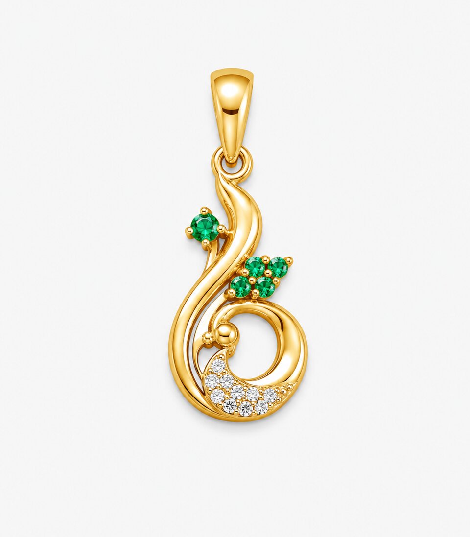 Emerald Swirl Gold Pendant