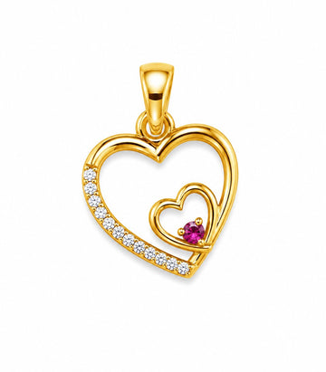 Ruby Heart Diamond Gold Pendant