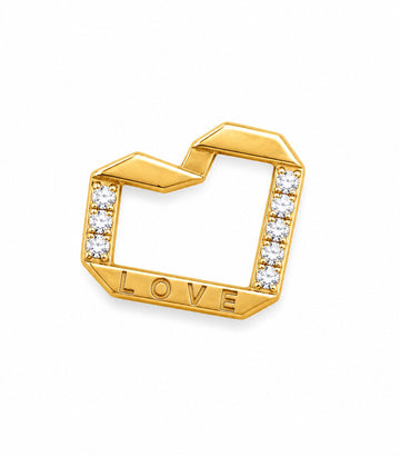 Diamond Heart Outline "LOVE" Gold Pendant