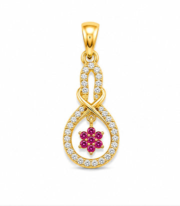 Diamond Floral Drop Gold Pendant