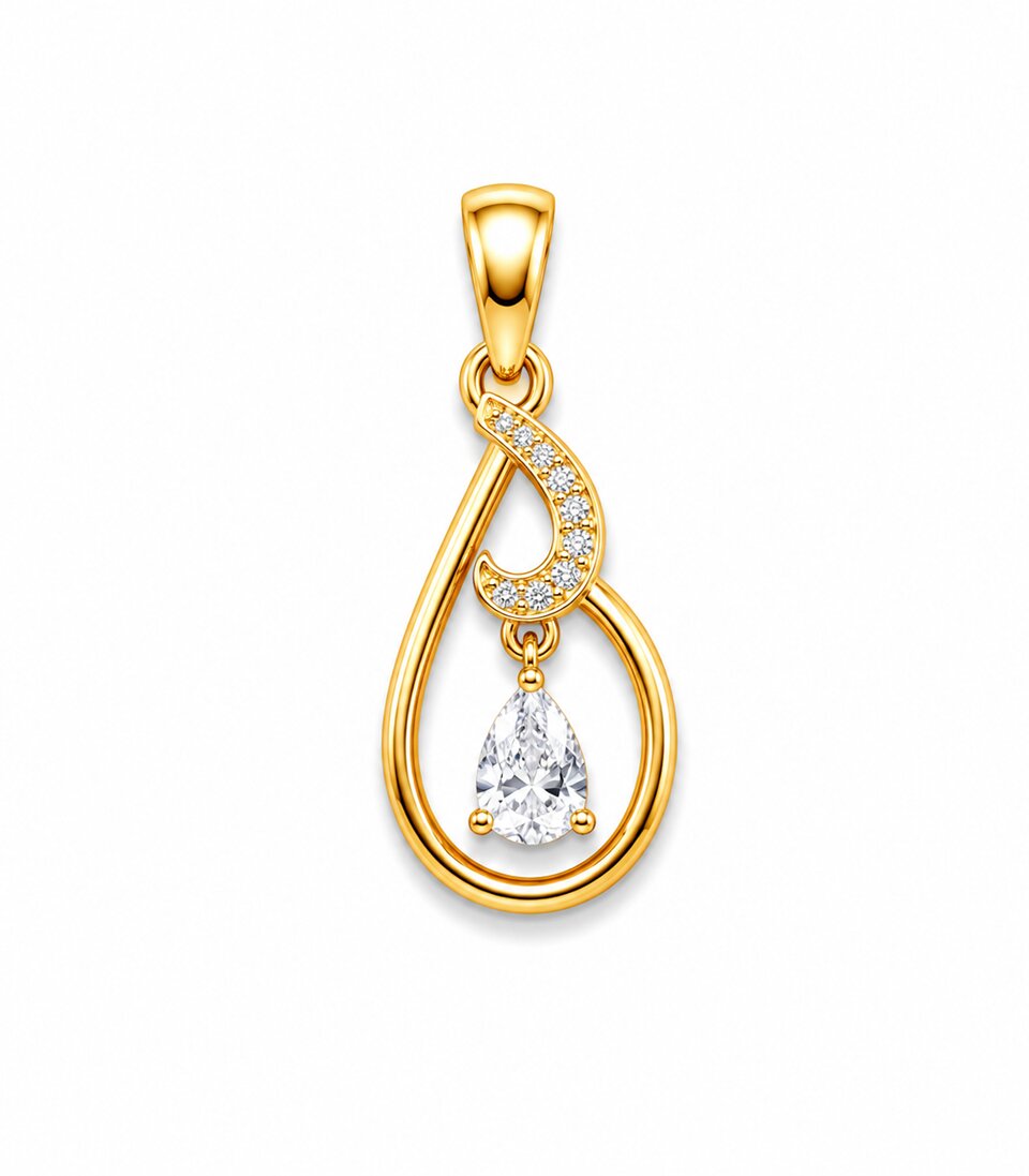Diamond Teardrop Gold Pendant