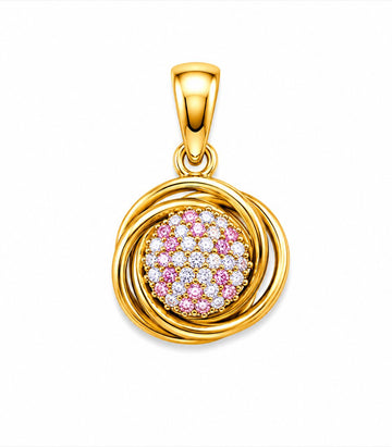 Diamond Cluster Circle Gold Pendant