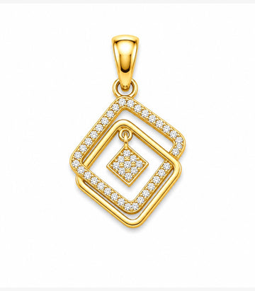 Diamond Double Square Gold Pendant