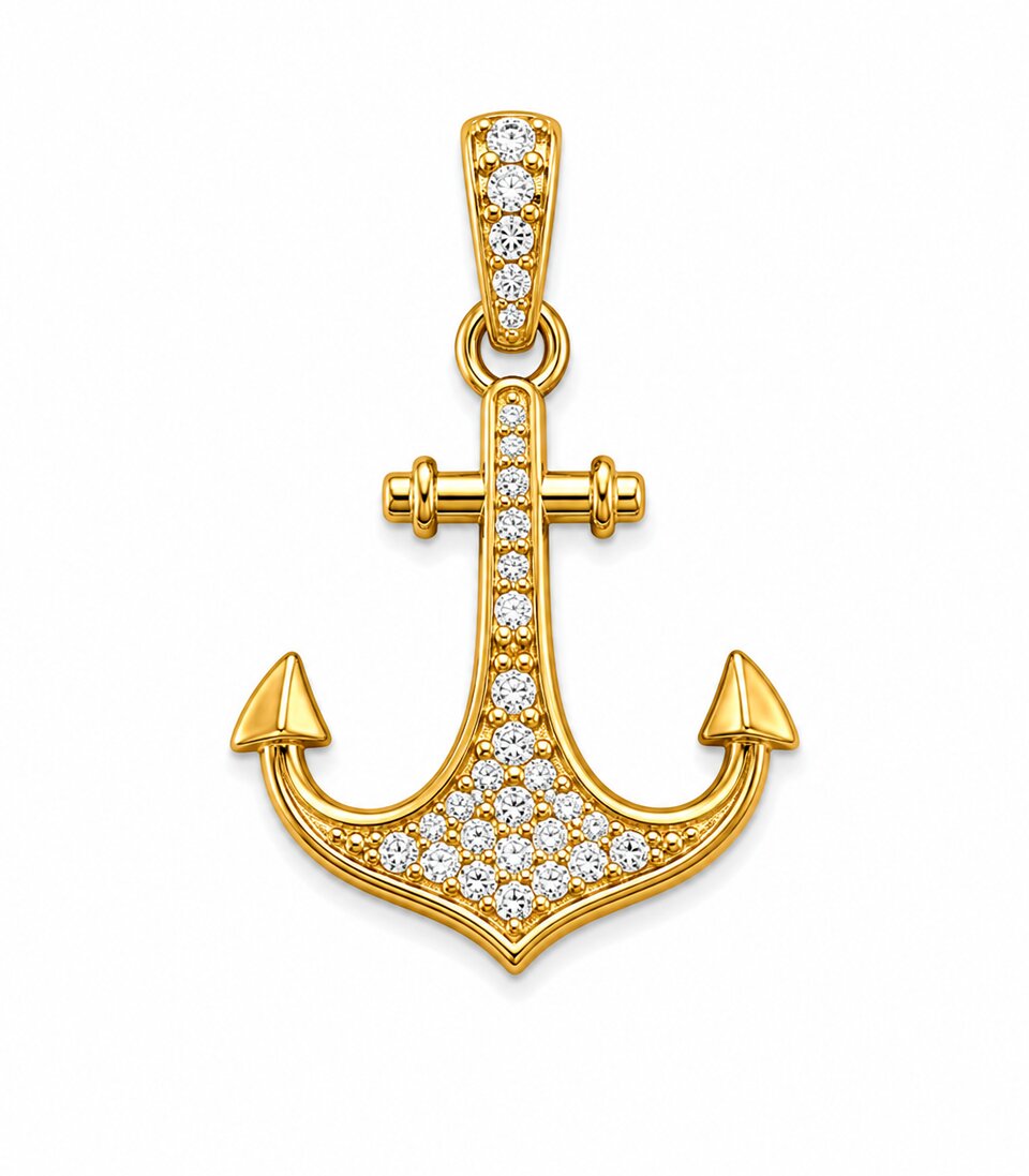 Diamond Anchor Gold Pendant