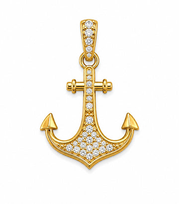 Diamond Anchor Gold Pendant