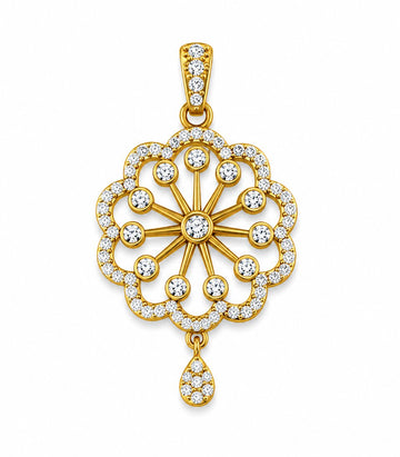 Diamond Floral Medallion Gold Pendant