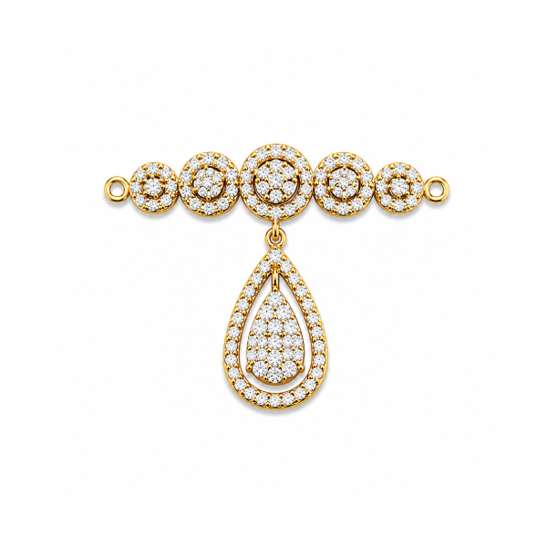 Gold Floral Teardrop Diamond Pendant