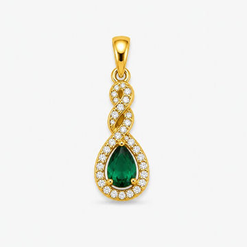 Emerald Teardrop Diamond Gold Pendant
