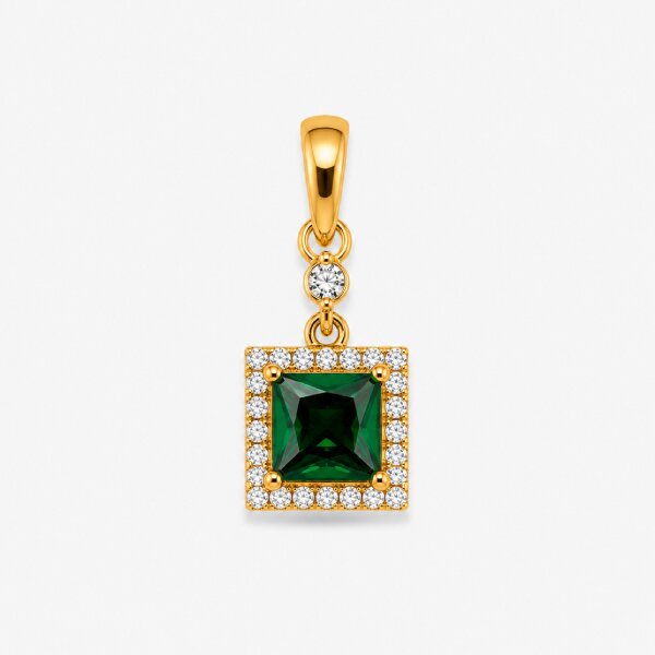 Emerald Square Halo Gold Pendant