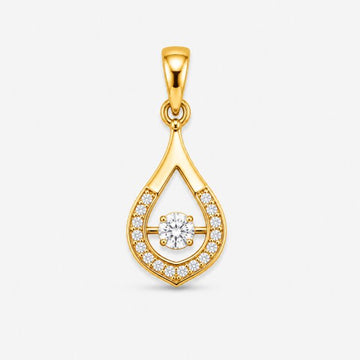 Diamond Teardrop Halo Gold Pendant