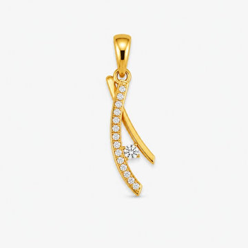 Diamond Curved Ribbon Gold Pendant