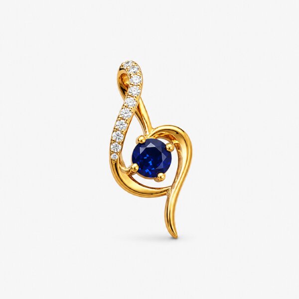 Blue Sapphire Swirl Gold Pendant