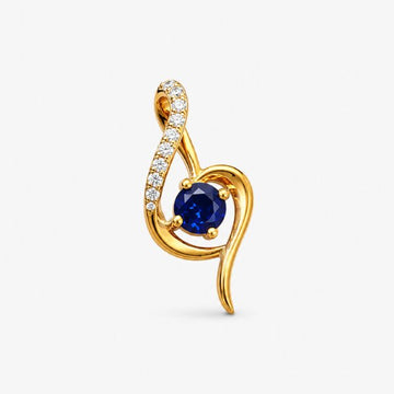 Blue Sapphire Swirl Gold Pendant