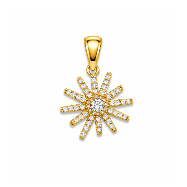 Gold Sunburst Diamond Pendant