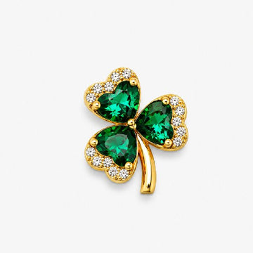 Emerald Four Leaf Clover Gold Pendant