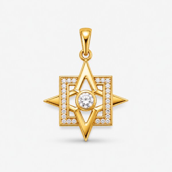 Diamond North Star Gold Pendant