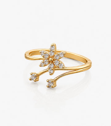 Gold Ring With Central Diamond And Small Stones