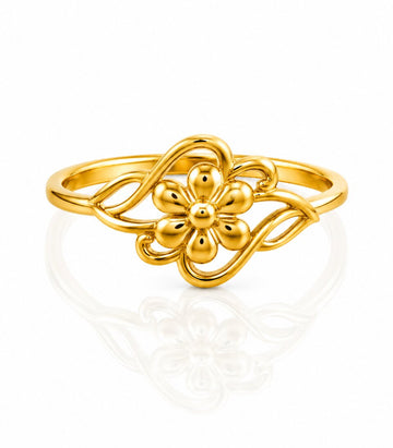 Elegant Gold Bloom Swirl Ring