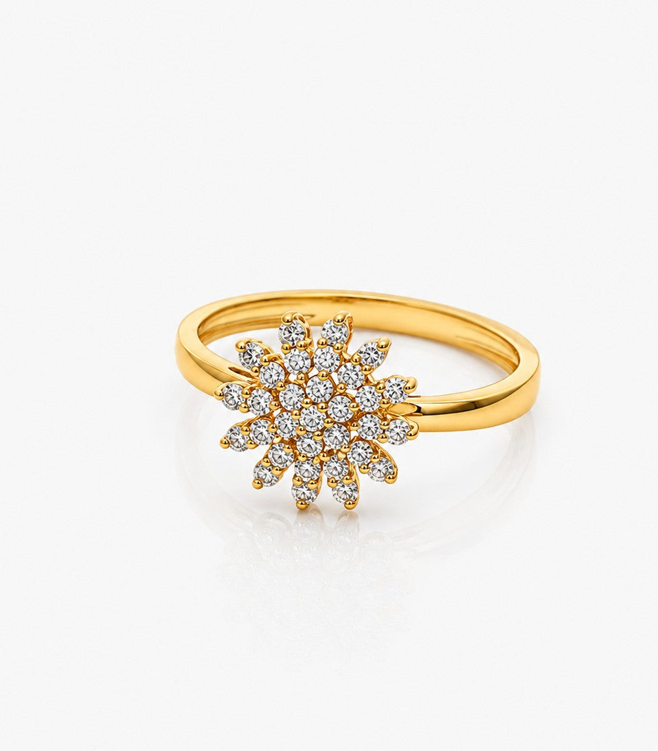 Gold Ring With A Star-Shaped Diamond Design