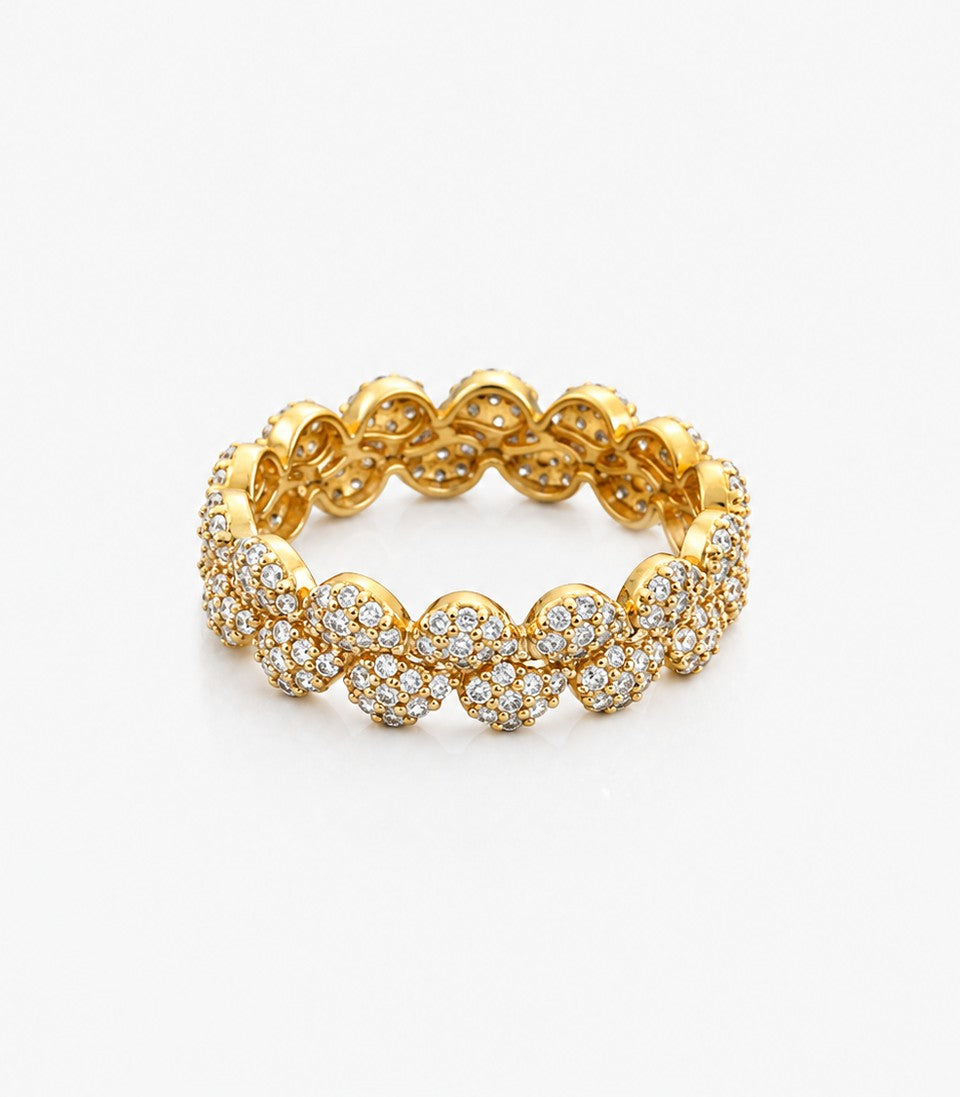Gold Ring With S Shaped Full Diamond Design