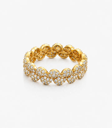 Gold Ring With S Shaped Full Diamond Design