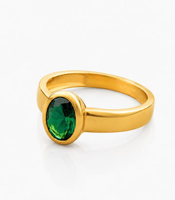 Gold Ring With Big Green Gemstone