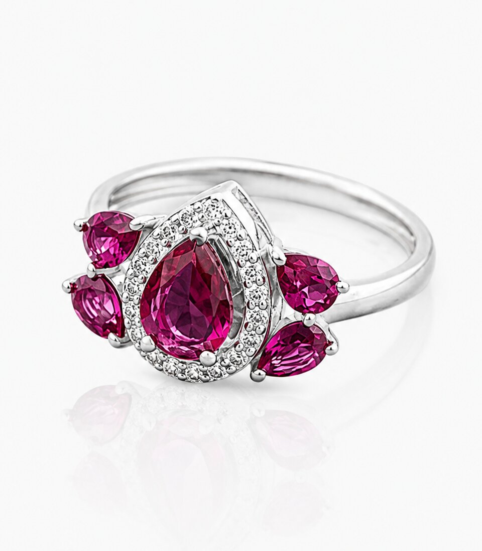 Ring With Five Pink Gemstones Design