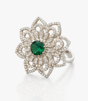 Decorative Ring With Green Gemstone Center
