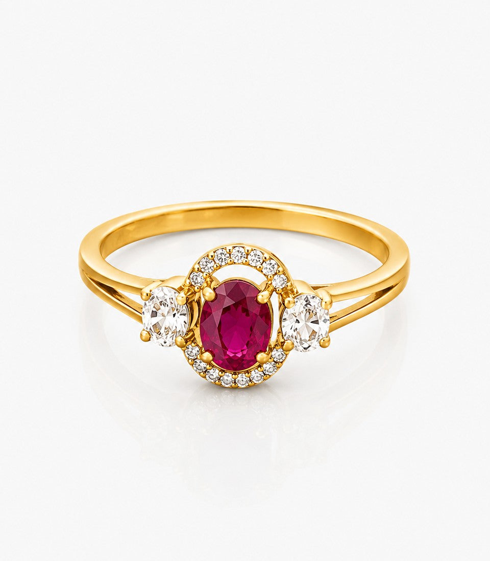 Gold Ring With A Big Red Gemstone