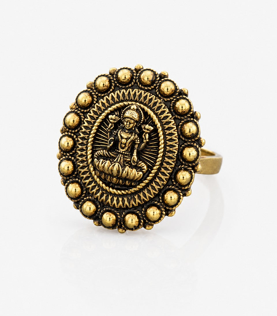 Antique Gold Ring With Temple Lakshmi Design Center