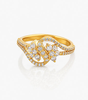 Gold Ring With S Shaped Diamond Accent Design