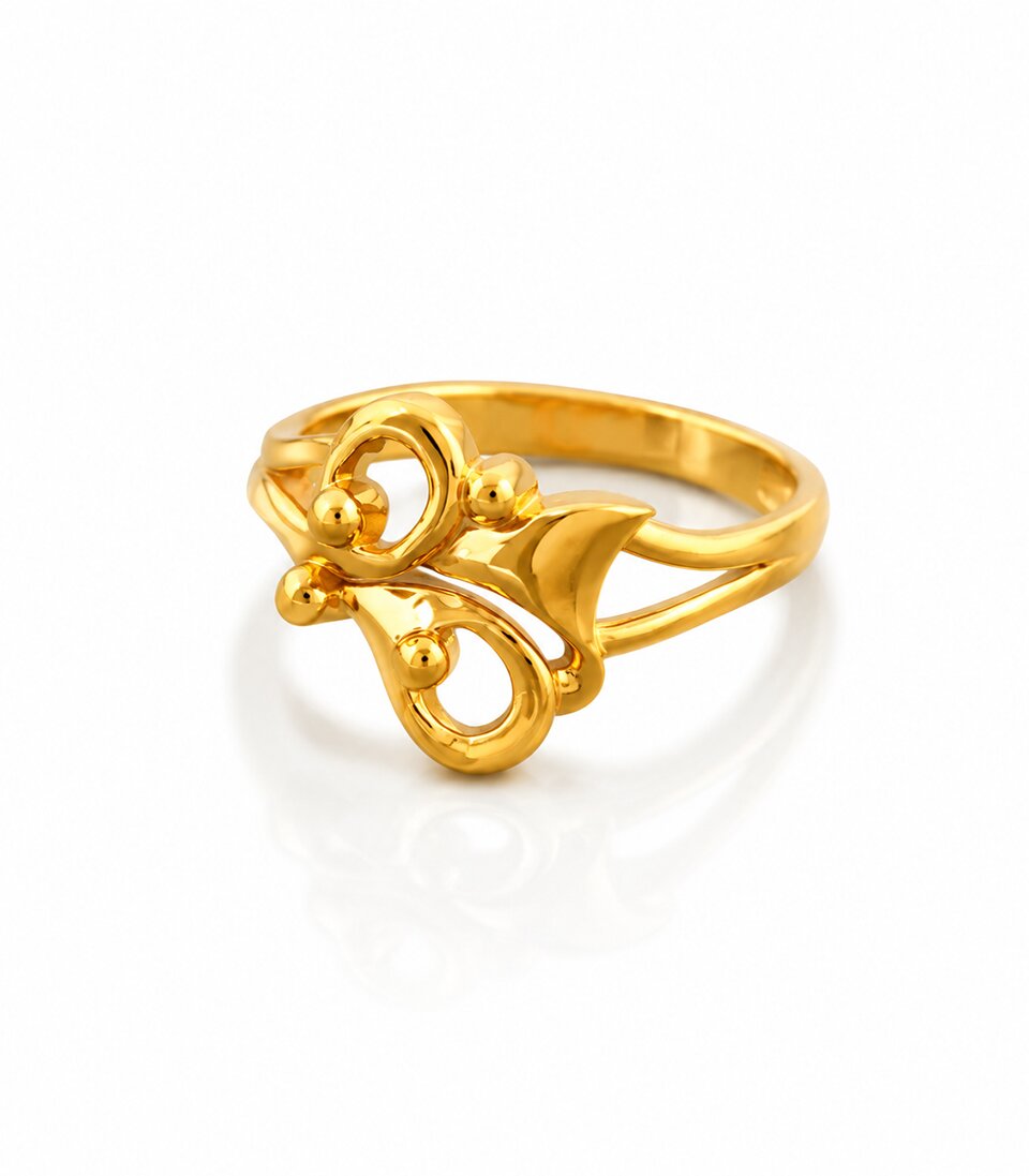 Designer Gold Finger Ring with Modern Finish