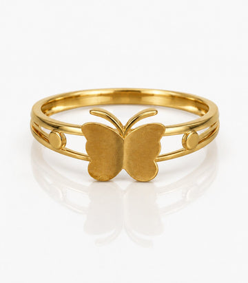 Gold Butterfly Flower Ring – Nature Inspired Designer Ring