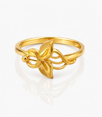 Contemporary Floral Gold Band Ring