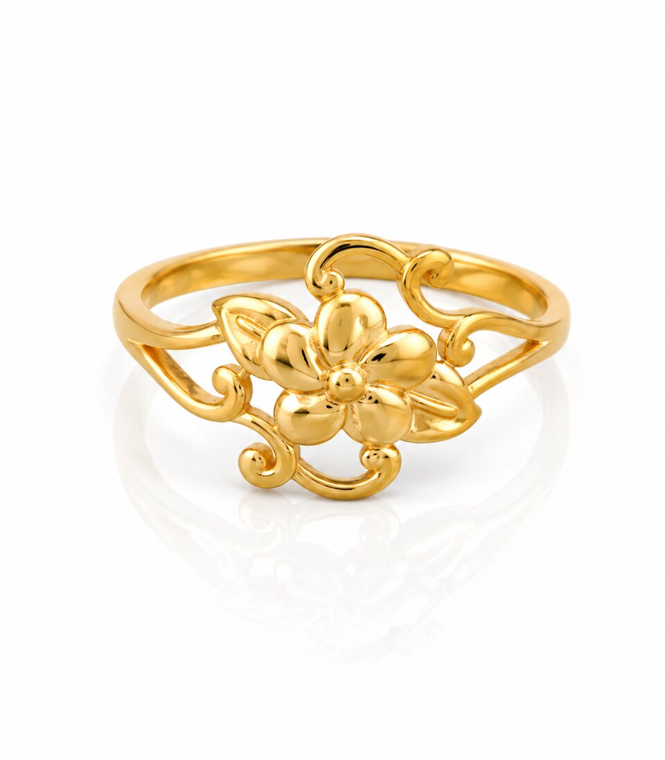 Elegant Women's Floral Gold Ring