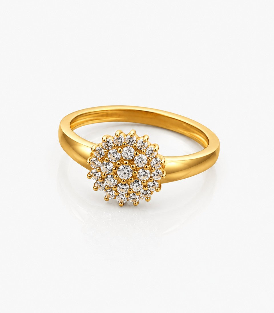 Gold Ring With Diamond Cluster Design