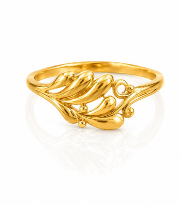 Gold Leaf Branch Ring – Minimalist Nature Inspired Band