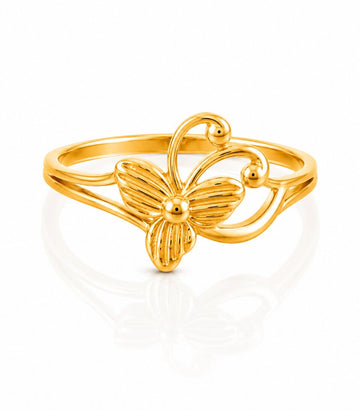 Modern Floral Twist Gold Ring