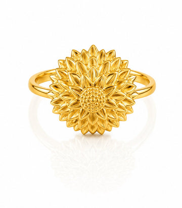 Gold Geometric Sunburst Ring – Modern Designer Band